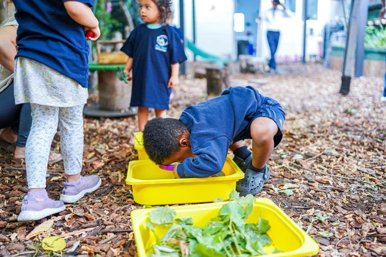 Children enjoying outdoor play, coming soon to Pinner Green